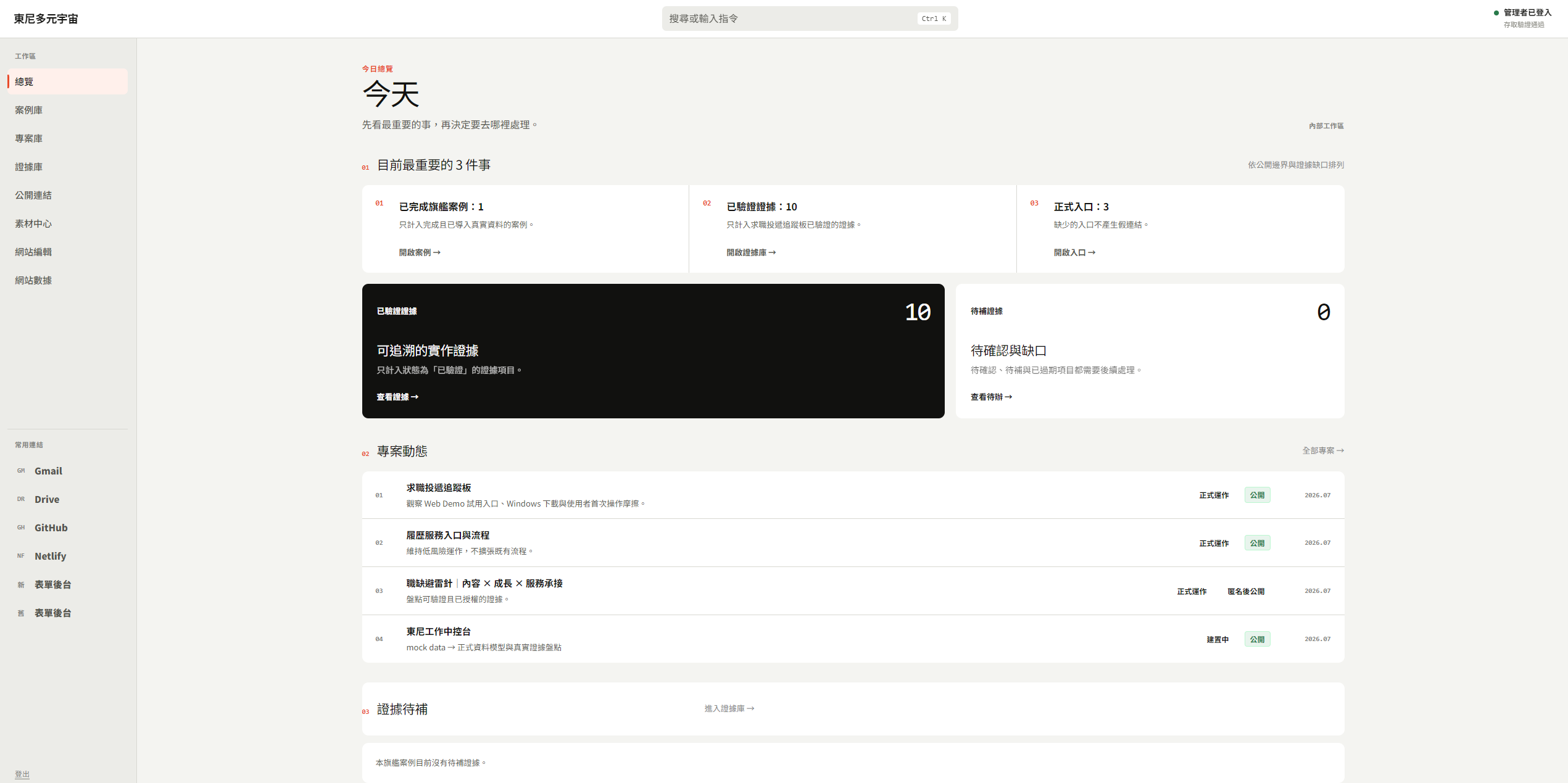 公開網站 × Owner 後台
